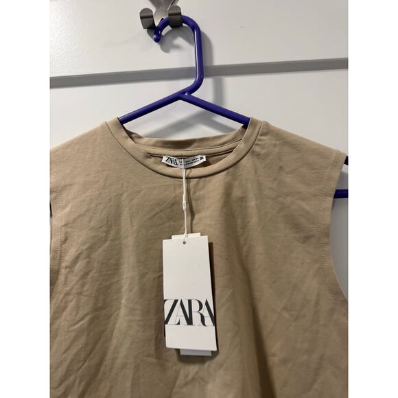 Zara Tan Boxy Tan Tank Top NWT Large - Picture 3 of 3